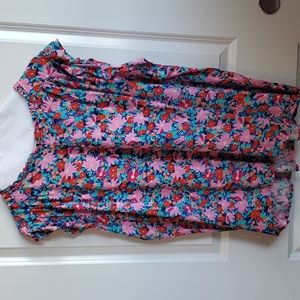 Loft, multi-colored short sleeve blouse.